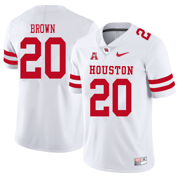 2018 Men #20 Roman Brown Houston Cougars College Football Jerseys Sale-White - Click Image to Close